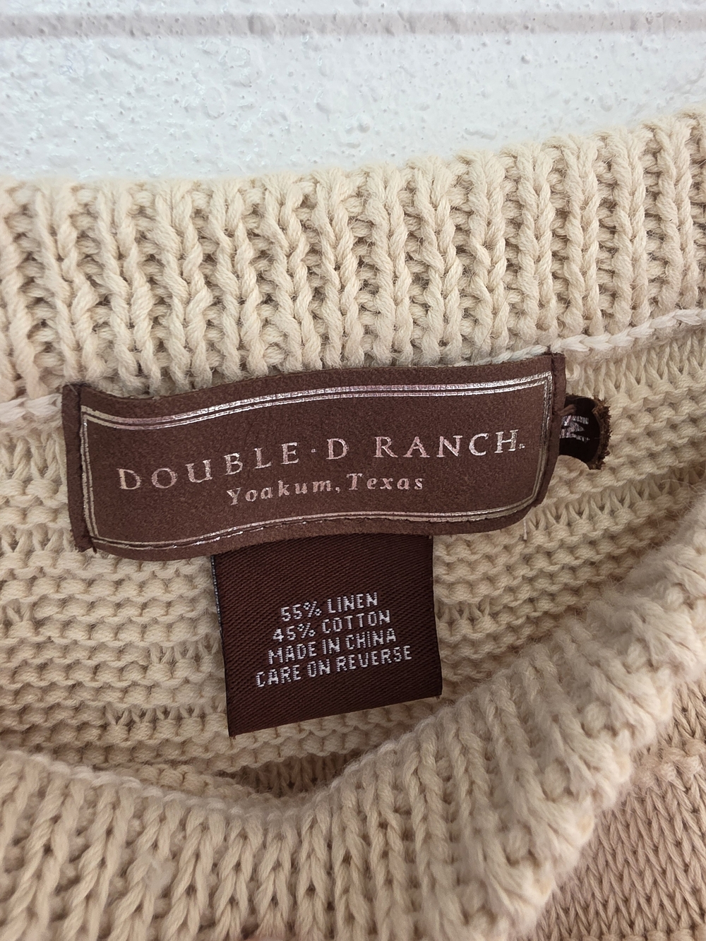 Double D Ranch Linen Cotton Knit Maxi Skirt Cream Crochet Scalloped Western M - Picture 4 of 7